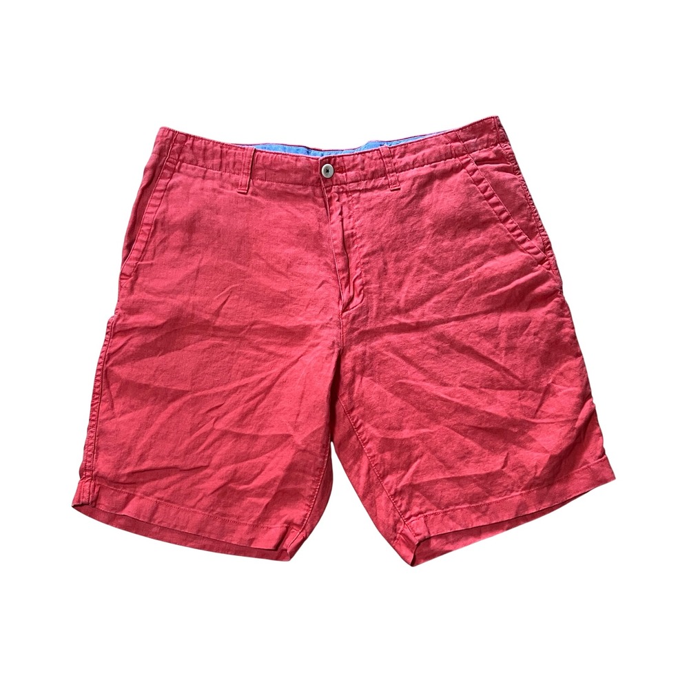 Banana Republic Linen Shorts Mens 36‎ Coral Pink Flat Front Casual Summer Beach